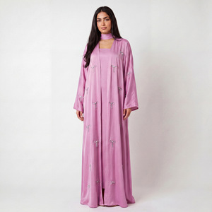Vêtements islamiques <span class=keywords><strong>pour</strong></span> femmes, Abaya de luxe avec nœuds en diamant et robe intérieure, ensemble Abaya 2 pièces, Abaya élégante et modeste, robe musulmane <span class=keywords><strong>pour</strong></span> femmes <span class=keywords><strong>pour</strong></span> l'Aïd - Product Image 1