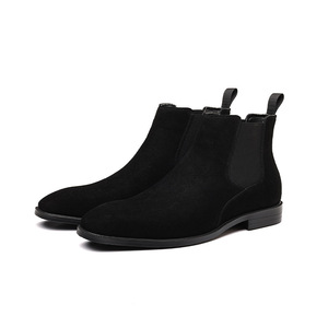 <span class=keywords><strong>Bottes</strong></span> montantes de travail pour hommes en daim noir, personnalisables en gros, de luxe - Product Image 2