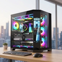 Boîtier PC de jeu panoramique MQ avec écran LCD, support de refroidissement liquide 360°, châssis d'ordinateur de bureau en verre trempé