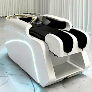 Cama de Champú de Lujo Totalmente Automática para Spa Capilar, Carcasa de Fibra de Vidrio, Luz LED, Sistema de Masaje Multifuncional, Agua Circulante, Cerámica - Product Image 1