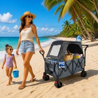 Chariot de camping pliable avec auvent, chariot de camping pliable, chariot de camping d'extérieur avec roues tout-terrain, robuste