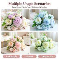 Bouquet de fleurs artificielles réalistes en soie mélangée : Lavande, Crème, Rose, Dahlia, Hortensia – Idéal pour centres de table de maison, fêtes et mariages