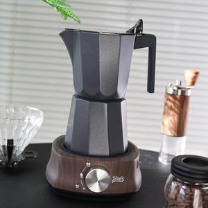 <span class=keywords><strong>Cafetera</strong></span> Moka de Aluminio Negro Mate, Diseño Italiano Clásico Minimalista, Ecológica, para Espresso, con Tapa, Portátil - Product Image 1