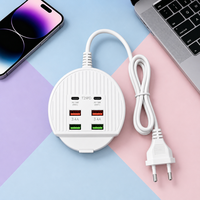 Support de charge en laiton 6-en-1, nouveau modèle, 10A 2A4C, multi-ports USB, tête de charge pour téléphone 2.1A, prise universelle de voyage essentielle