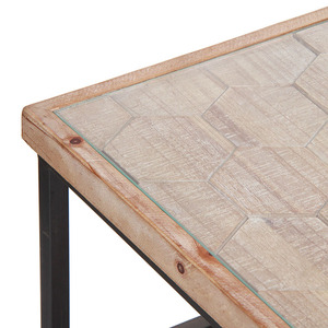 De gran tamaño Industrial de muebles cuadrados de <span class=keywords><strong>madera</strong></span> rústico Metal mesa de café con tapa de cristal - Product Image 4