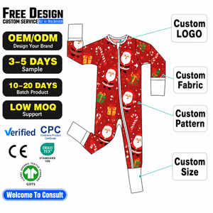 Pijamas de Bambú para Bebé Recién Nacido, Unisex, con Doble Cremallera, para Uso Diario, con Estampado Personalizado al por Mayor - Product Image 1