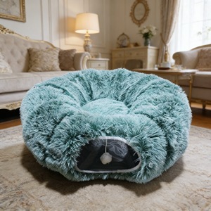 <b>Plush</b> <b>Cat</b> Bed Round 85x85x26cm Faux Fur Warm Pet Bed For <b>Cats</b> Four Seasons Use - Product Image 3