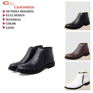 Chaussures Oxford Derby pour hommes, <span class=keywords><strong>bottines</strong></span> courtes, confort occidental, cuir véritable, décontractées, loisirs, hiver, rembourrées en coton, chaudes - Product Image 1