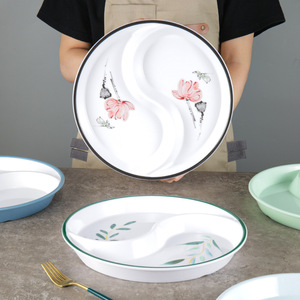 Plato de servir redondo de melamina con forma de Tai Chi, de dos compartimentos, para uso en banquetes de hotel P480 - Product Image 4