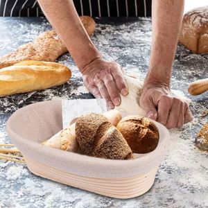 Cesto di prova rettangolo cesti all'ingrosso per la vendita Top pane Banneton con fodera anello ovale <span class=keywords><strong>rosa</strong></span> per uso alimentare Set di cottura 9 pollici - Product Image 5