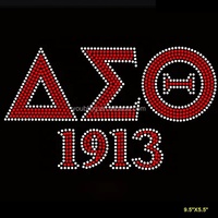 1913 sororité Delta Theta strass transferts de chaleur conception fer sur personnalisé grec 1913 strass Motif transfert prêt à presser