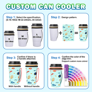 Manicotto Termico Portatile per Tazza da Caffè in Neoprene Sintetico Monocolore, Personalizzabile OEM, con Stampa Serigrafica, Pieghevole e Resistente - Product Image 3