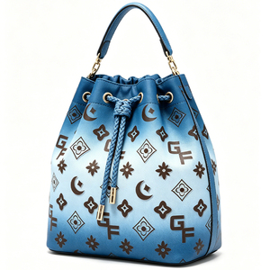 Bolso de Hombro Tipo Bandolera con Cordón y Monograma <span class=keywords><strong>GF</strong></span> en Azul Degradado para Mujer, con Correa Desmontable, Ideal para Uso en Exteriores y Negocios - Product Image 4