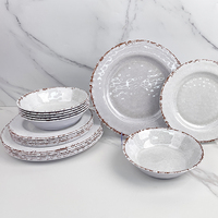 Services de table en mélamine en gros, en plastique incassable, forme ronde, 3 pièces