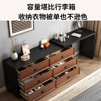 Coiffeuse en bois style rétro, mobilier de chambre de luxe léger, ensemble de coiffeuse au design simple avec armoire