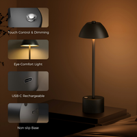 Lámpara de Mesa LED Recargable por USB, Moderna, Táctil, para Interiores y Exteriores, con Pantalla Cónica, para Dormitorios, Hogares, Restaurantes, Bares, Inalámbrica