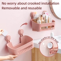Ensemble d'organisateur de salle de bain mural à ventouse moderne personnalisé pour hôtel, avec étagère de douche et rangement