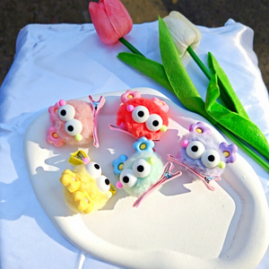 Divertente e soffice molletta per capelli a sfera per bambini con fiocco grande per animali forcine per capelli semplici accessori per capelli a becco d'anatra - Product Image 2