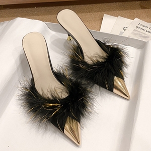 Sandálias Elegantes e Confortáveis para Mulheres, Mules Fechadas com Bico Fino e Salto Alto Stiletto - Product Image 4