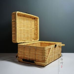 Bamboo Gift Basket Handmade Rectangle For Tea Packaging Custom Made Chongqing Origin ZL 015 - Product Image 2