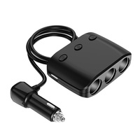 Divisor de Encendedor de Cigarrillos para Auto de 120W y 3 Vías con Transmisor FM y Puerto USB, Adaptador de Corriente para Vehículo de Alta Potencia 12-24V