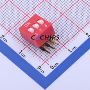KH-BM2.54-3P-W DIP Switch Through hole Component (THT) Switch Flat Toggle, Raised Type 3 PC Pin 2.54mm - Product Image 1