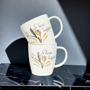 Factory Wholesale Customizable Nordic Style Logo Pattern Stoneware <b>Ceramic</b> <b>Mug</b> Gold Rim Reusable Food Safe Dishwasher Business - Product Image 5