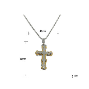 Men's Stainless Steel <b>Cross</b> Pendant Necklace Geometric Design Punk Retro Style 120166 - Product Image 5