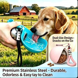 Leyocar - Botella de Viaje para Perros y Gatos, de Acero Inoxidable 304, Plegable, con Tazón de Silicona, Antiderrames, para Paseos y Campamentos - Product Image 5