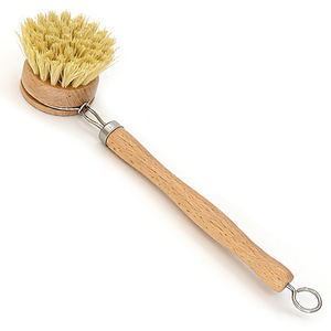Brosse de nettoyage de cuisine longue Chef Season Show en sisal avec manche en bois pour casseroles, poêles et vaisselle - Product Image 1