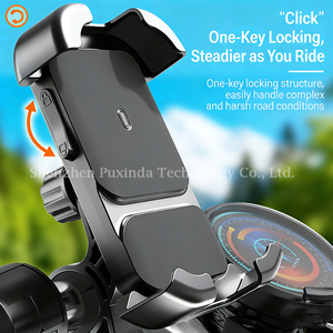<span class=keywords><strong>Support</strong></span> de téléphone pour vélo amélioré avec verrouillage à une touche et anti-vibrations, universel pour vélos, motos et trottinettes électriques - Product Image 3