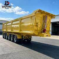 Semi-remorque benne basculante arrière hydraulique en acier à 6 essieux pour le transport de minerai, de sable et de marchandises en vrac dans l'exploitation minière, avec une charge utile de 80 tonnes
