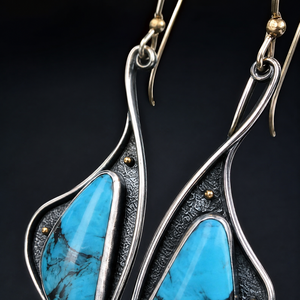 Orecchini Pendenti Creativi a Forma di Cigno in Turchese, Bicolore, Stile Vintage per Donne - Product Image 4