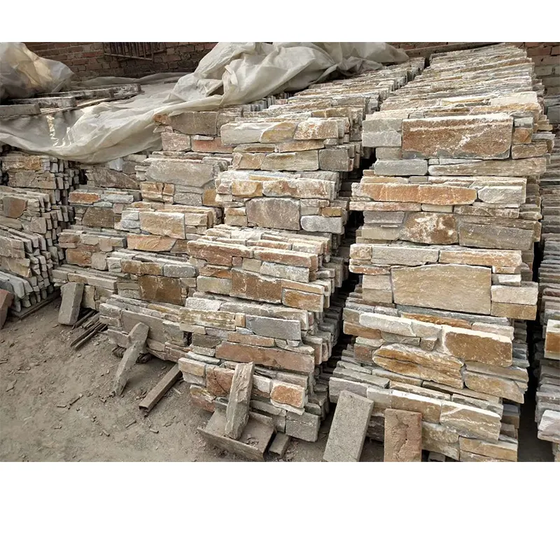 Cheap Factory Price Yellow natural stone Slate wall tiles panel Decorative Culture Stone Veneer for Outdoor wall cladding
