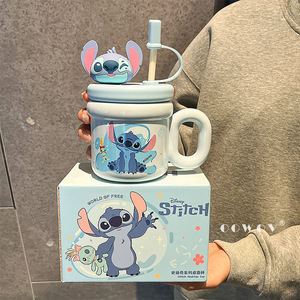 <span class=keywords><strong>Taza</strong></span> de Cerámica con Diseño de Dibujos Animados, con Pajita y Tapa, para Café, Leche, Regalo de Navidad, para Oficina y Hogar - Product Image 5