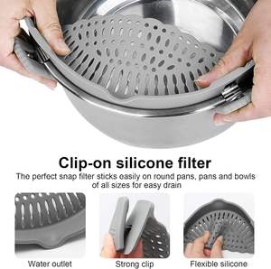 Wholesale Silicone Clip-On Pasta Strainer for Pots & <b>Pans</b>, Heat Resistant Colander Vegetables Noodles, Cooking Kitchen Gadgets - Product Image 4