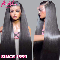 Perruques longues en cheveux indiens vierges avec base sans colle en dentelle, cuticules alignées, marque NewWave, pour femmes noires