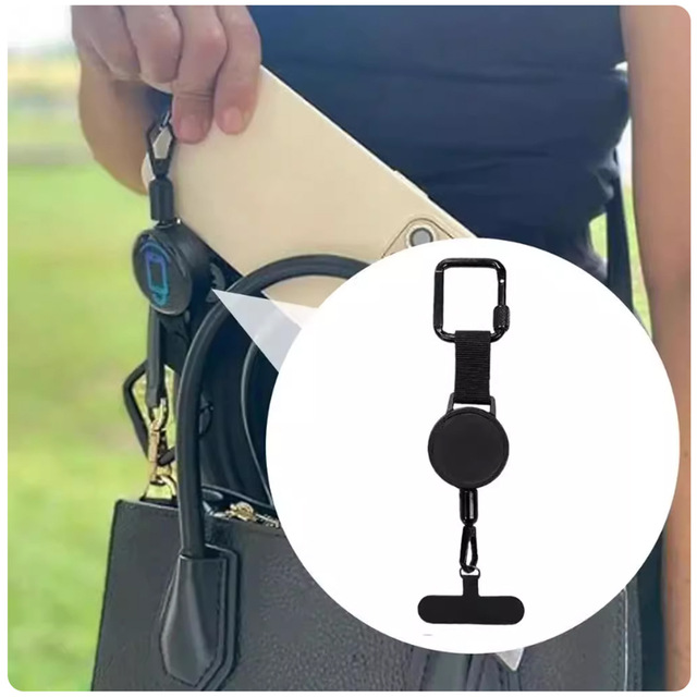 Portable Steel Wire Rope Retractable 60cm Anti-Theft Keychain Phone Holder Lanyard for Outdoor