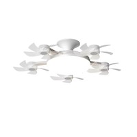 Ventilateur de plafond LED 5 têtes avec moteur DC, design créatif ABS, type E27, silencieux, intensité réglable, pour salon et chambre à coucher