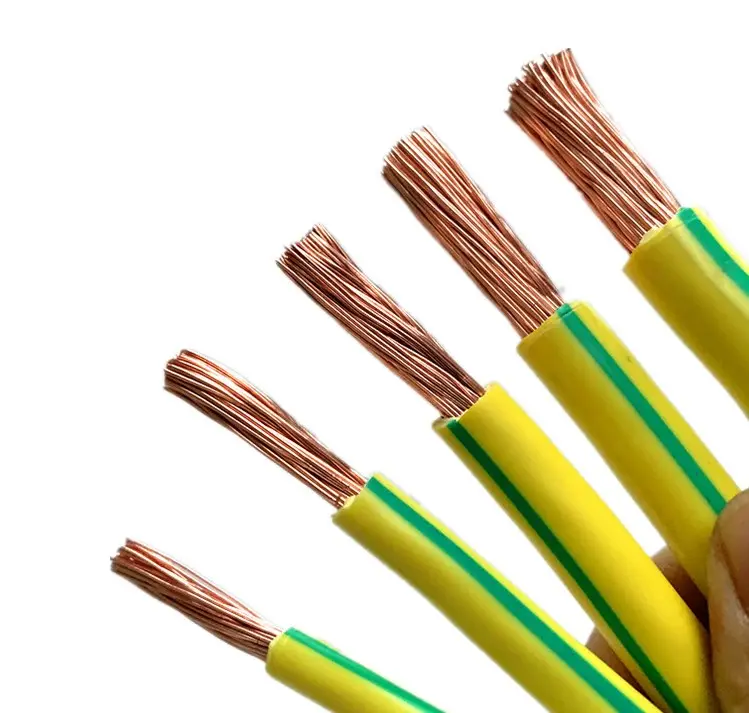Медный зеленый желтый кабель заземления