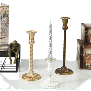 Elegant <b>Brass</b> <b>Candlestick</b> Holder Set With Twisted Design For Home Decoration - Product Image 1
