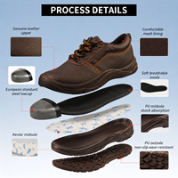 Chaussures de sécurité basses AOXIANG Rocky Buffalo S1P pour l'hiver, usage en usine, antidérapantes, avec empeigne en cuir gaufré et embout en acier