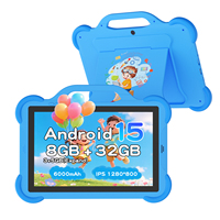 Nouvelle tablette Android 15.0 de 10,1 pouces pour enfants, processeur octa-core 2,0 GHz, 8 Go de RAM + 32 Go de stockage, appareil photo 8 MP, tablette PC Wi-Fi antichoc à écran capacitif