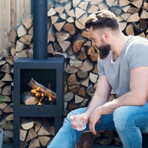 Modern Style 2 in 1 Multifunctional <strong>Outdoor</strong> Modern Wood <strong>Fireplace</strong> Black Patio <strong>Fireplace</strong> <strong>Outdoor</strong> Fire Pit - Product Image 6