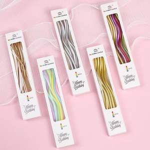 Velas de Aniversário Curvas em Espiral Douradas Coloridas com Caixa de Papel - Product Image 1