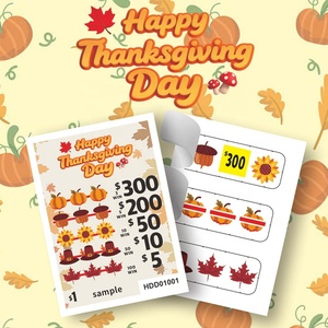 Billets de jeu à déchirure instantanée, thème Thanksgiving, style américain, avec 3 fenêtres et impression de données variables, conception gratuite - Product Image 4