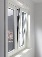 Fenêtre à battant double vitrage personnalisée, ouverture extérieure standard, en aluminium, avec moustiquaire, design moderne