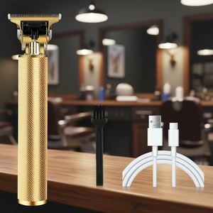 Cortadora de Pelo Inalámbrica Dorada, Recortadora de Barba con Batería de Iones de Litio de 7000-9000 rpm, Cuerpo Metálico, Gran Potencia - Product Image 2