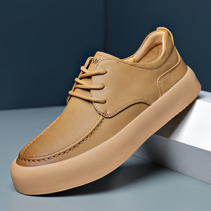 Chaussures de course à lacets pour hommes Veca Fashion Trend, style coréen, automne, cuir véritable, respirantes, semelle intérieure en EVA, semelle extérieure en caoutchouc épaisse - Product Image 1