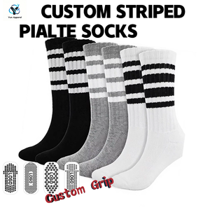 Calcetines Deportivos Personalizados con Rayas para Mujer, Diseño Retro Novedoso, Elásticos, <span class=keywords><strong>de</strong></span> Spandex, Casuales, con Agarre y Logotipo Personalizado - Product Image 1